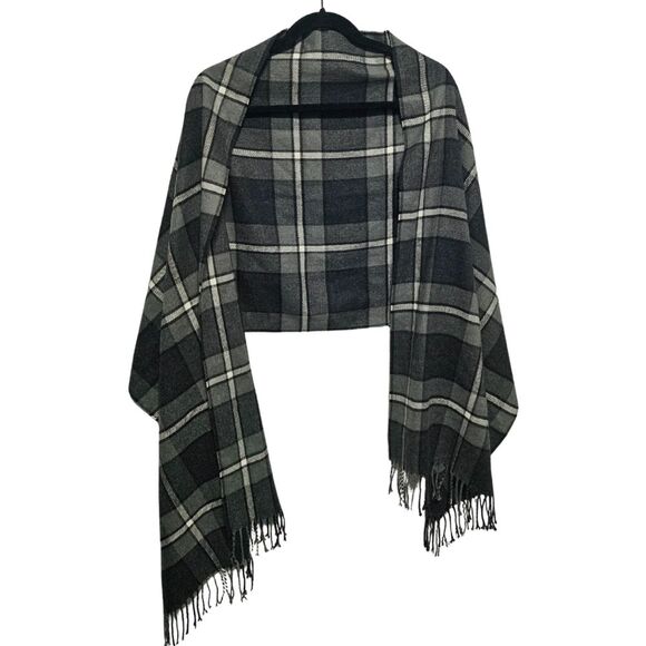 Neutral Plaid Long Scarf Preppy Quiet Luxury Winter Academia Accesory - Picture 1 of 4